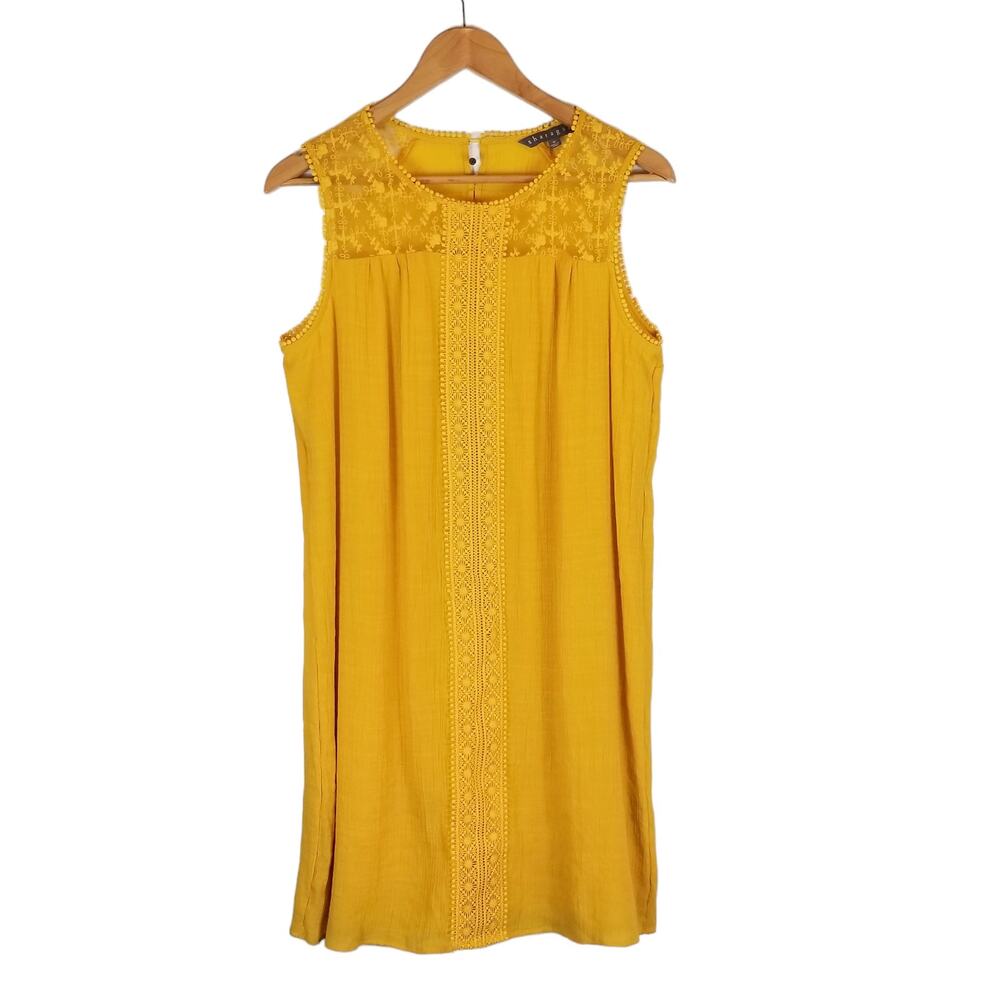 Sharagano Mustard Yellow Sleeveless Shift Dress Size Medium